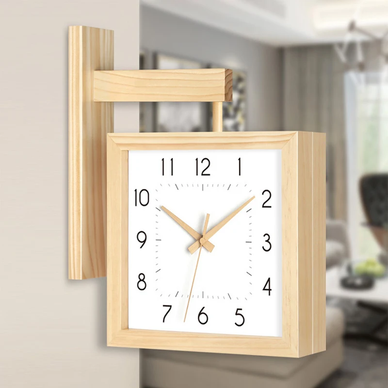 Wooden Double Sided Wall Clock - Japanese Living Lifestyle ulasan dan harga