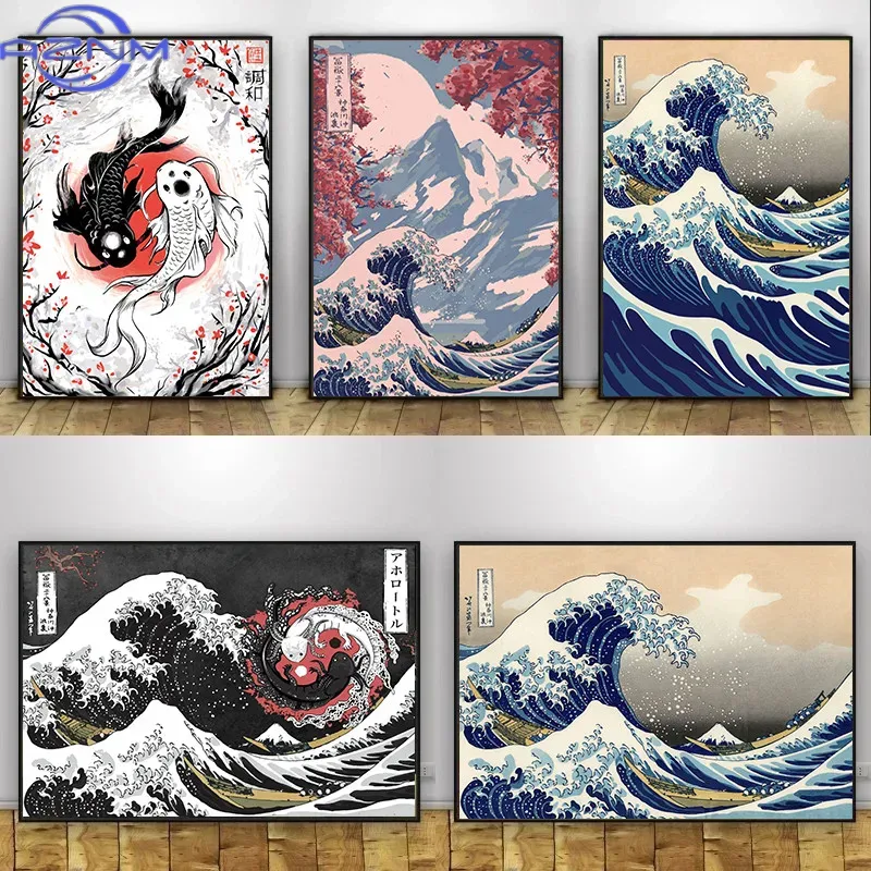 AZNM Canvas Painting Big Wavy  - Japanese Traditional Lifestyle ulasan dan harga