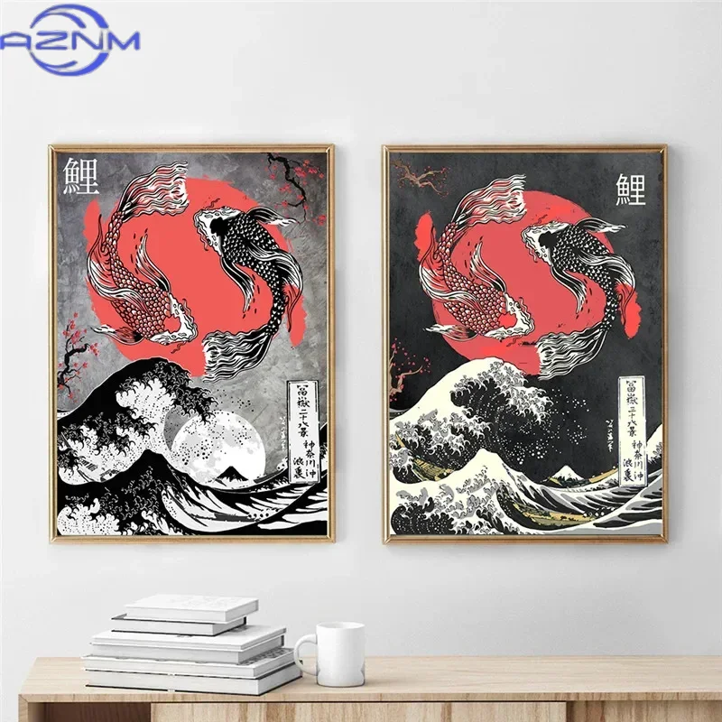 AZNM Canvas Painting Big Wavy  - Japanese Traditional Lifestyle ulasan dan harga