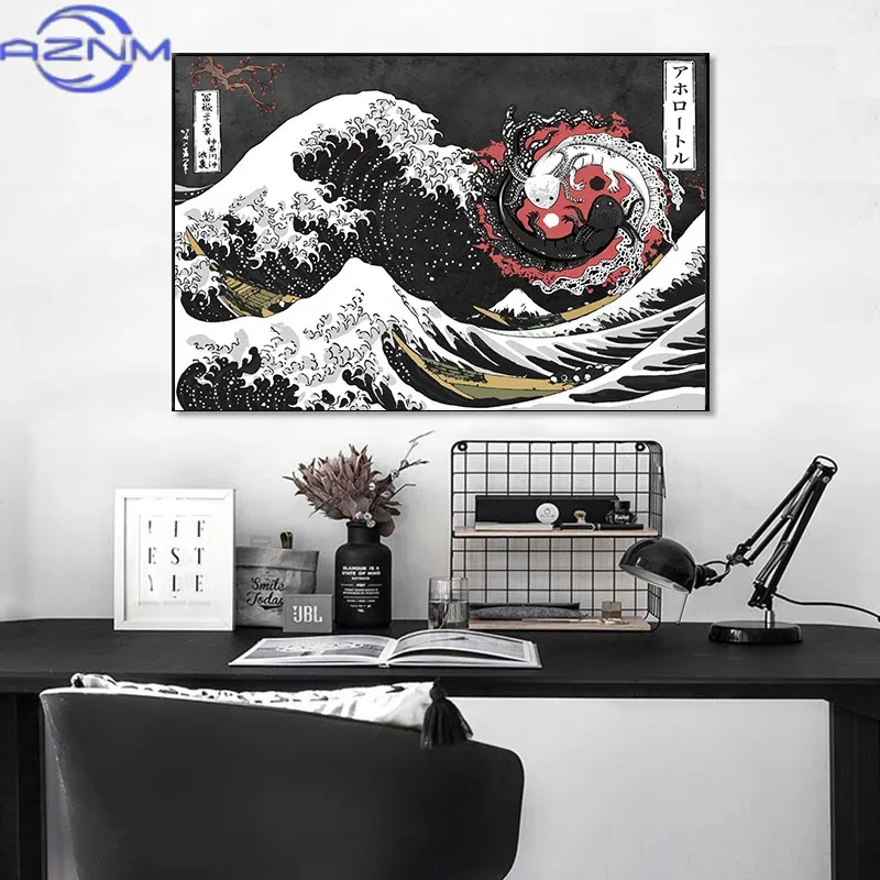 AZNM Canvas Painting Big Wavy  - Japanese Traditional Lifestyle ulasan dan harga