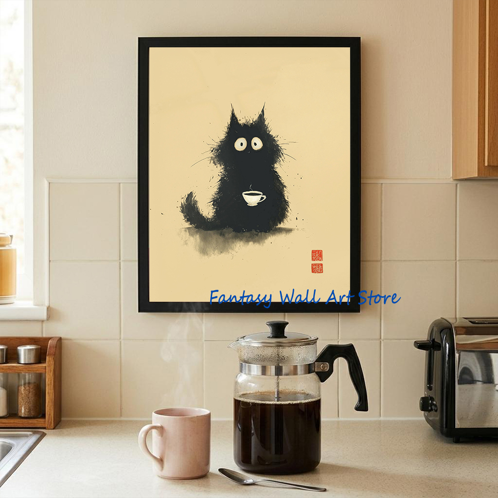 Japanese Cat Art Whimsical Pos - Japanese Living Lifestyle ulasan dan harga