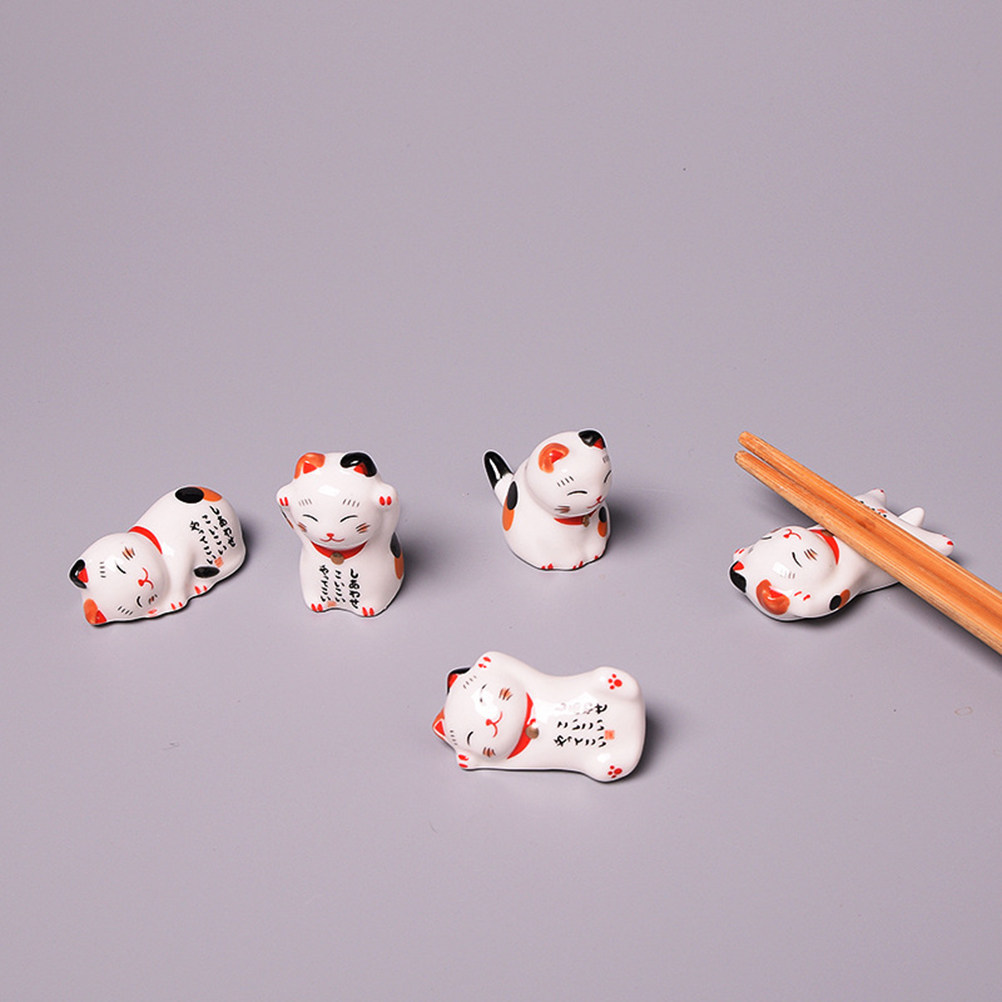 6Pcs Cute Ceramic Cat Chopstic - Chopstick Rest Ceramic ulasan dan harga