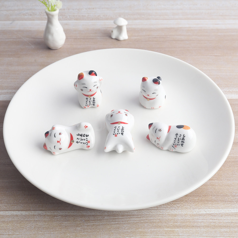 6Pcs Cute Ceramic Cat Chopstic - Chopstick Rest Ceramic ulasan dan harga
